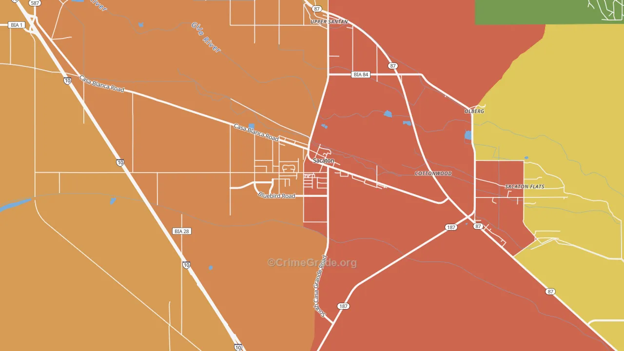 Sacaton, AZ Map of Vandalism Rates