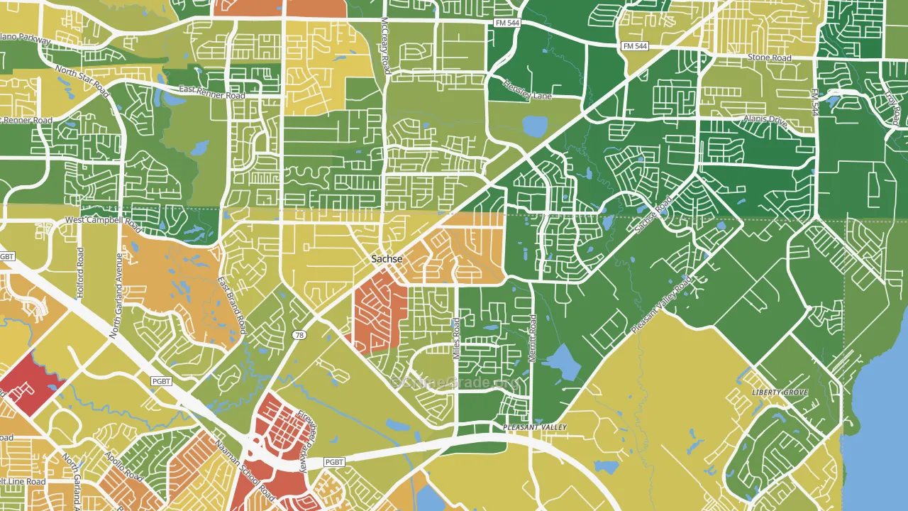 Sachse, TX Map of Vandalism Rates