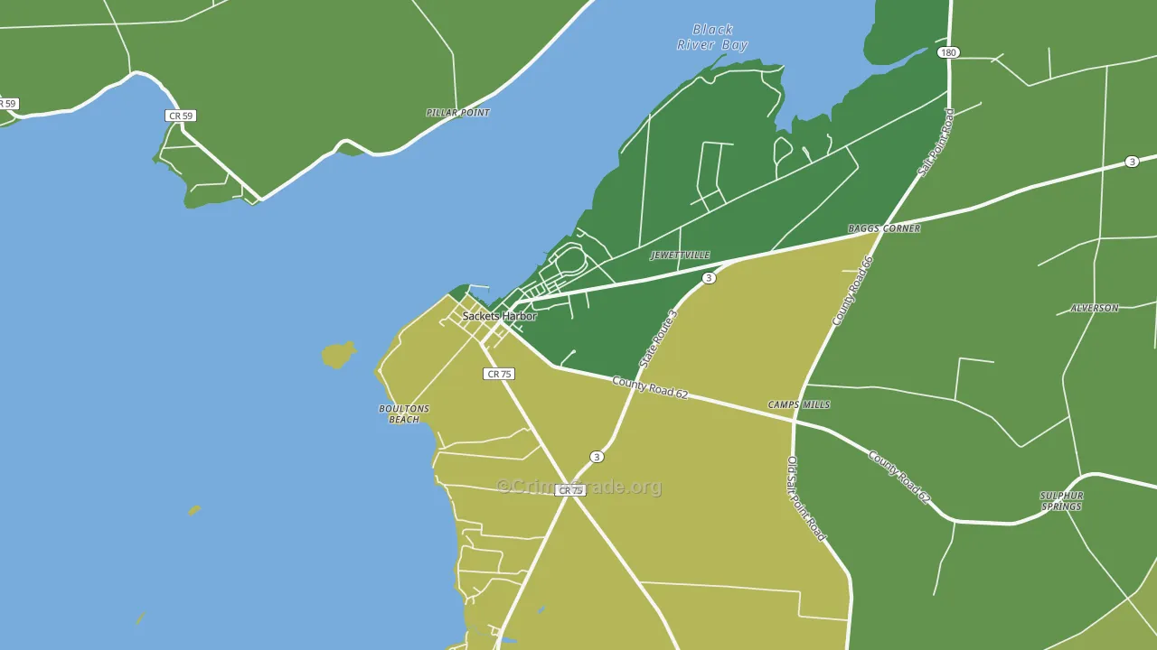 Sackets Harbor, NY Map of Vandalism Rates