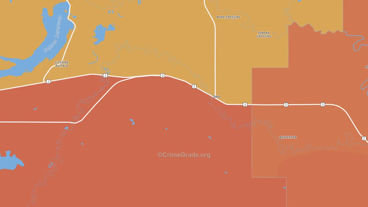 Saco, MT Map of Vandalism Rates
