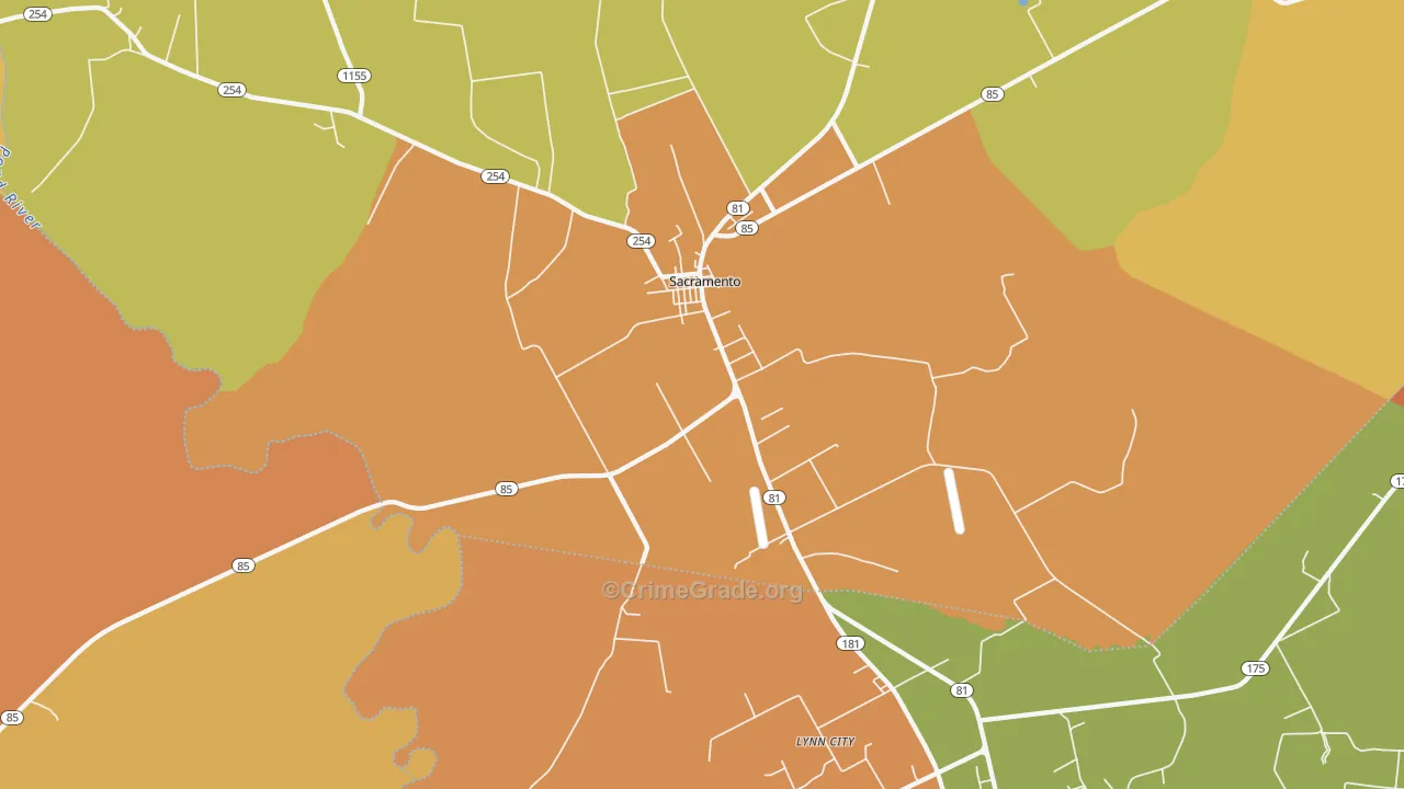 Sacramento, KY Map of Vandalism Rates