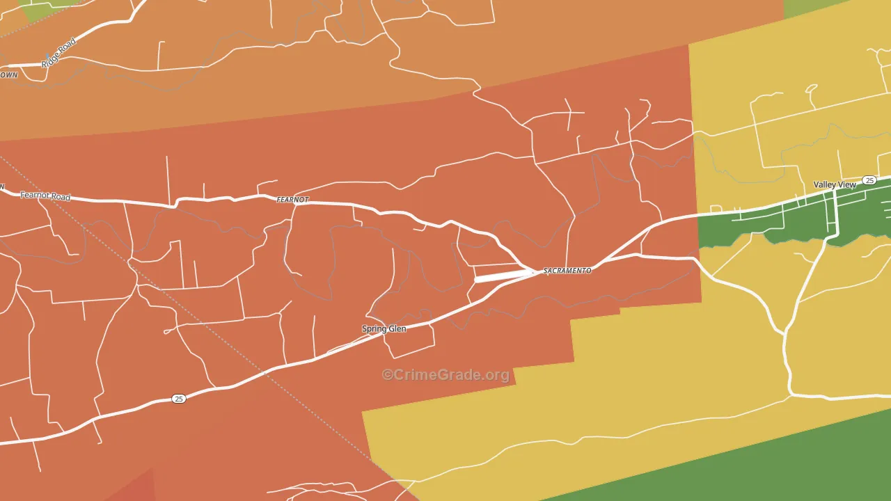 Sacramento, PA Map of Vandalism Rates