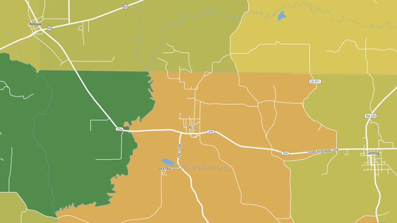 Sacul, TX Map of Vandalism Rates
