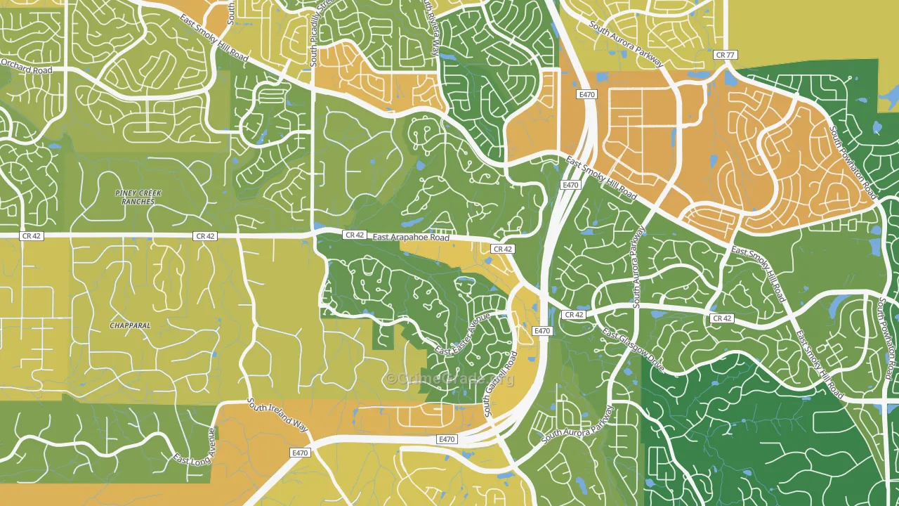 Saddle Rock Golf Club, Aurora, CO Map of Vandalism Rates