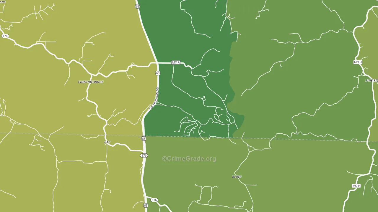 Saddlebrooke, MO Map of Vandalism Rates