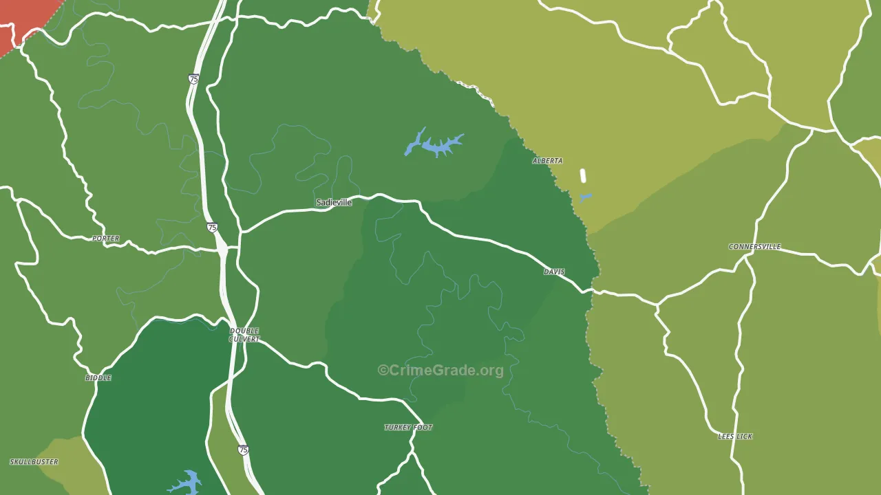 Sadieville, KY Map of Vandalism Rates