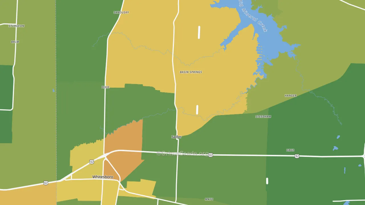 Sadler, TX Map of Vandalism Rates