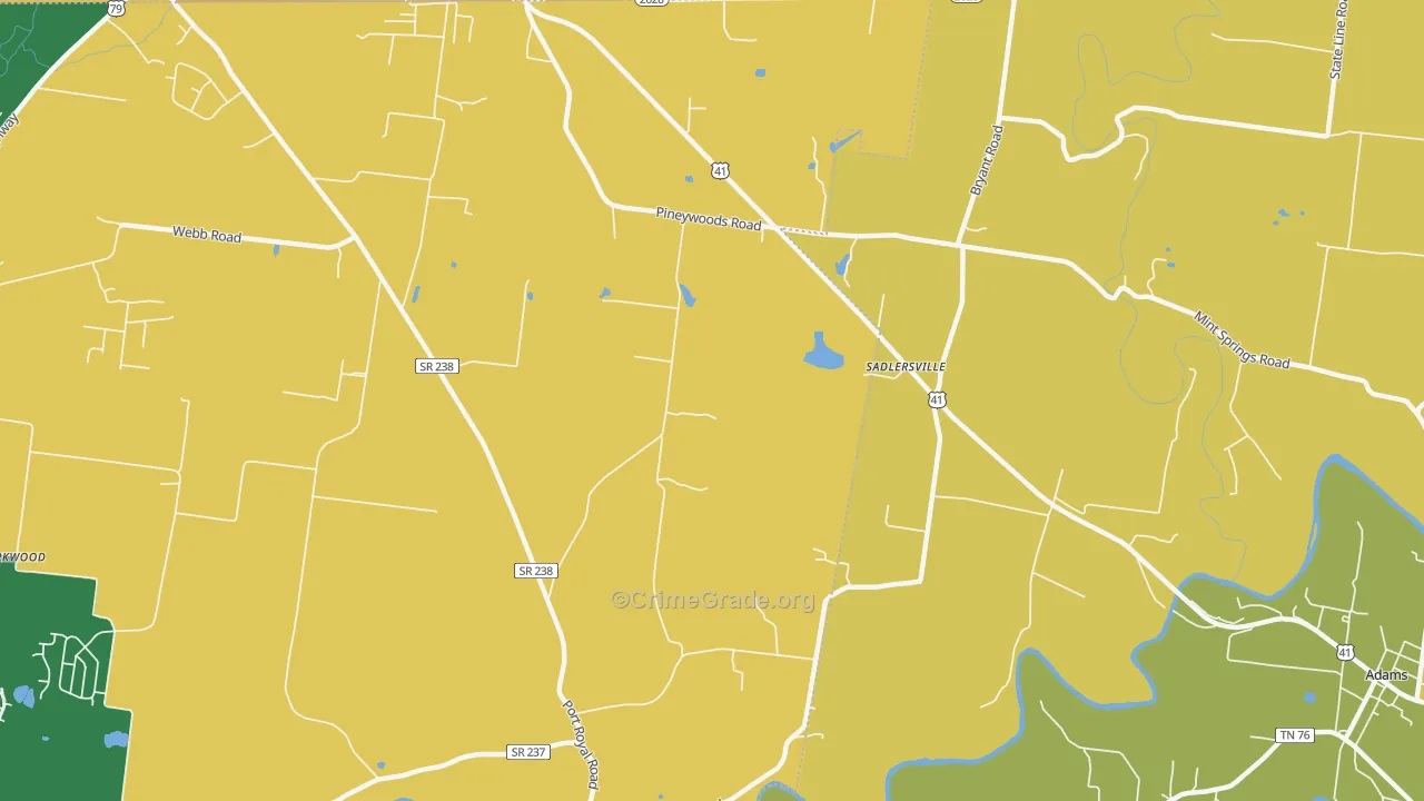 Sadlersville, TN Map of Vandalism Rates