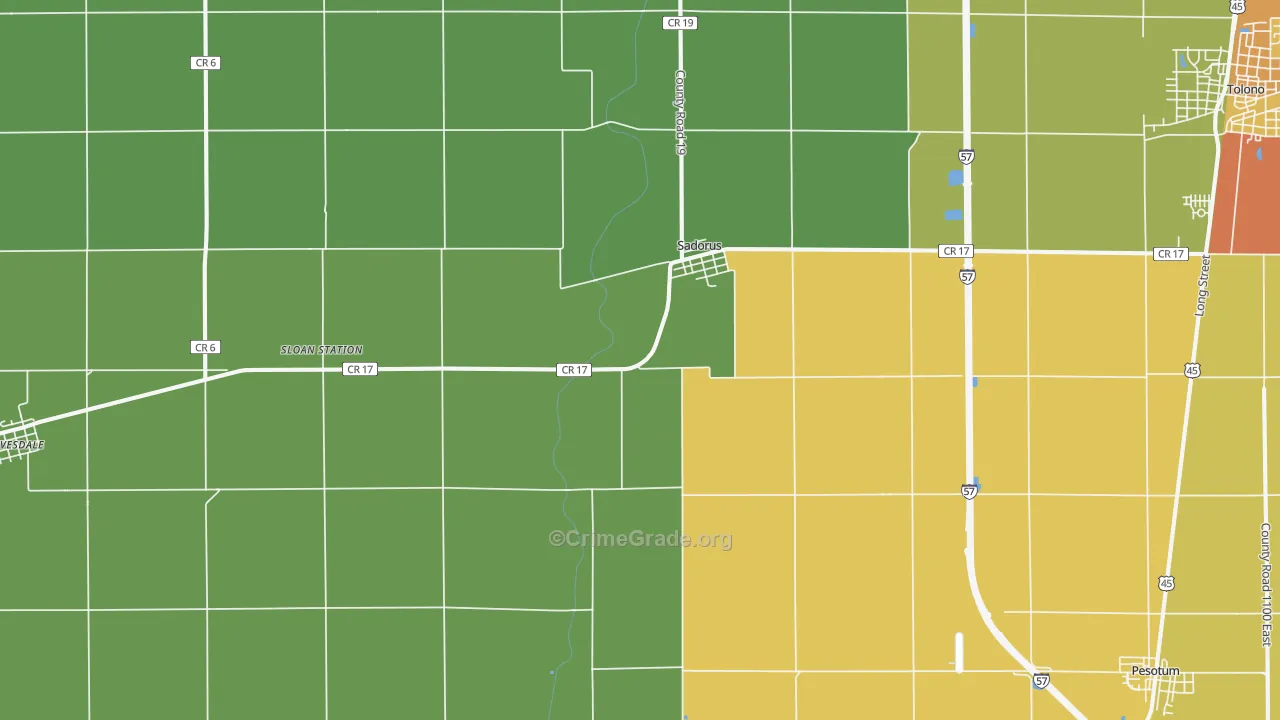 Sadorus, IL Map of Vandalism Rates