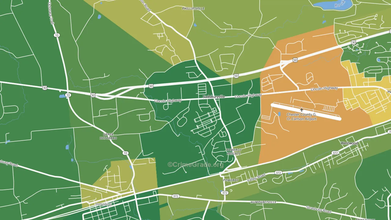 Sadsburyville, PA Map of Vandalism Rates