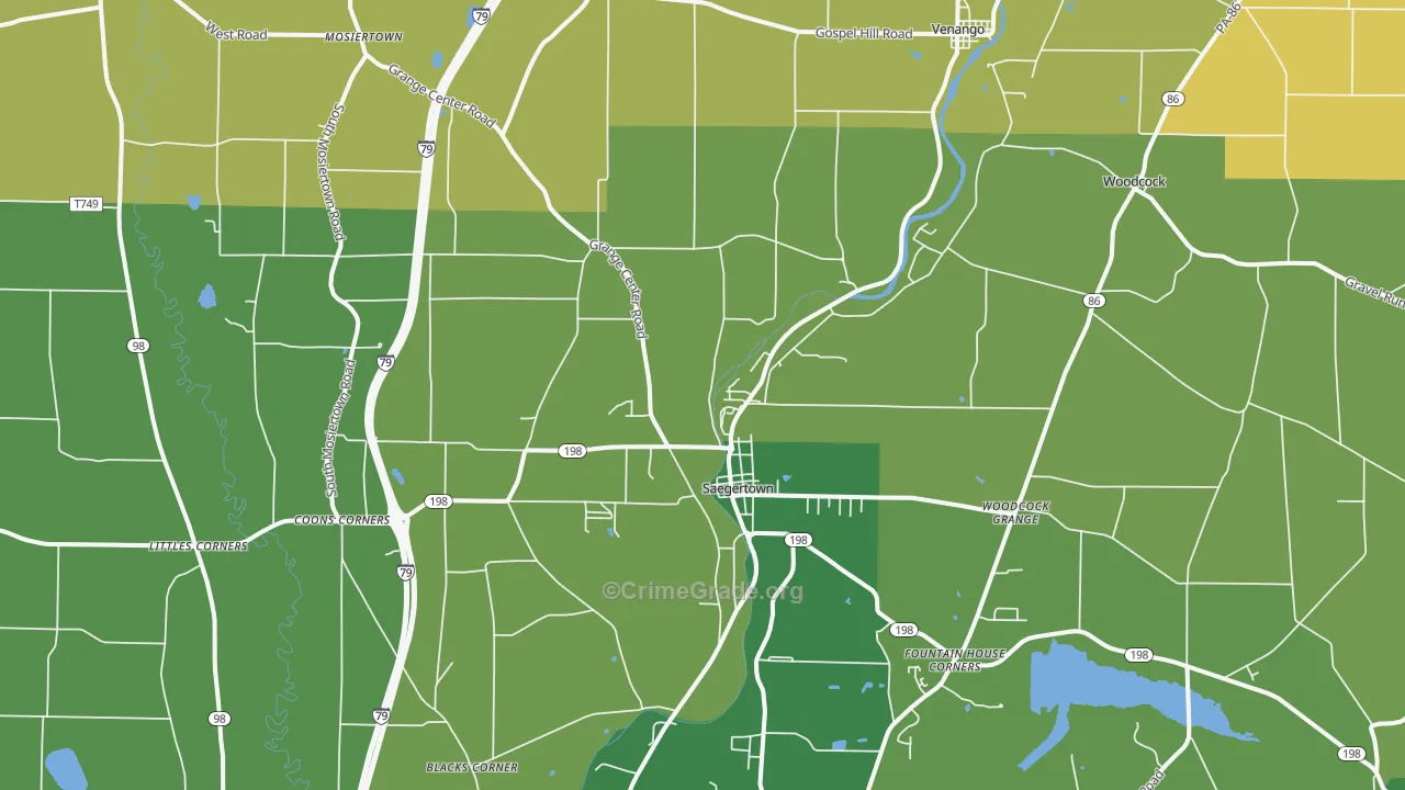 Saegertown, PA Map of Vandalism Rates