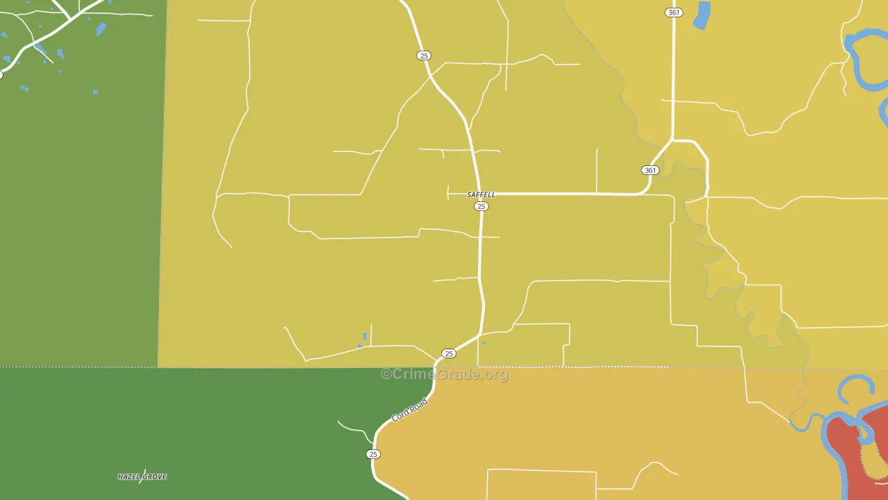 Saffell, AR Map of Vandalism Rates
