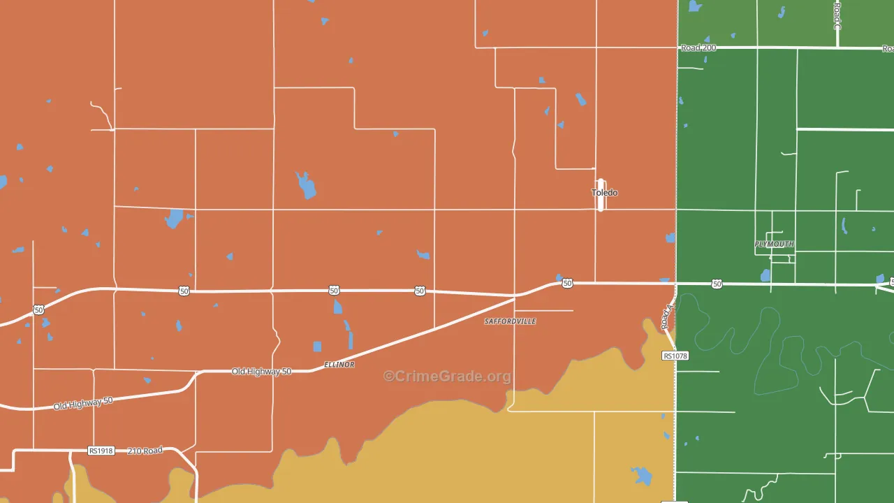 Saffordville, KS Map of Vandalism Rates