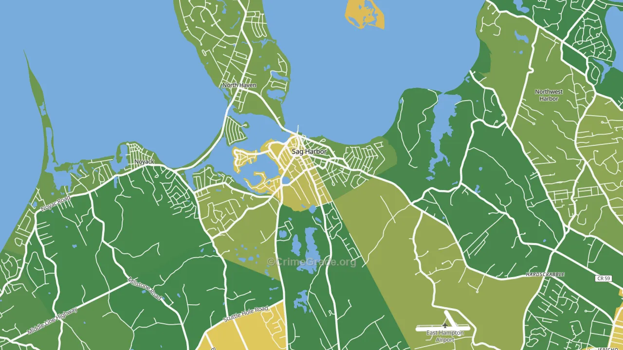 Sag Harbor, NY Map of Vandalism Rates