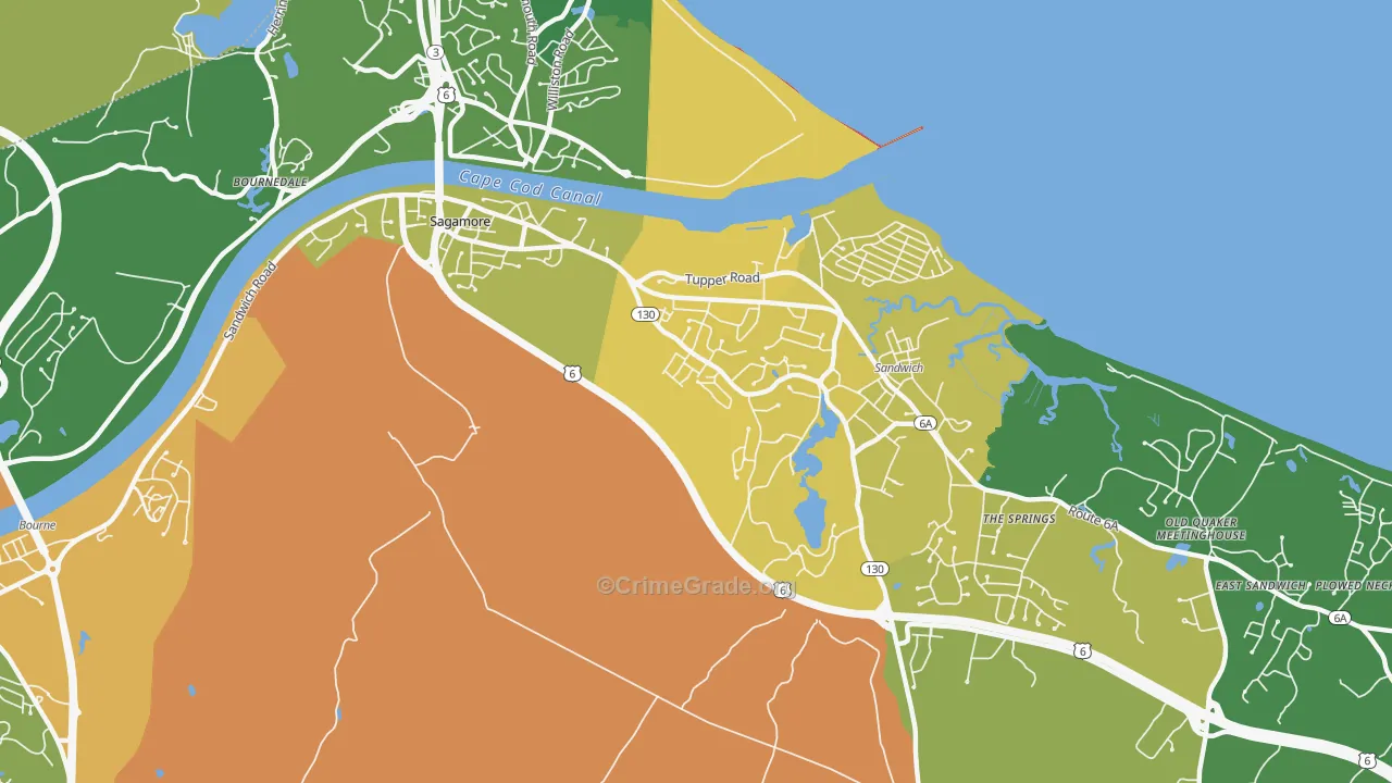 Sagamore Highlands, MA Map of Vandalism Rates