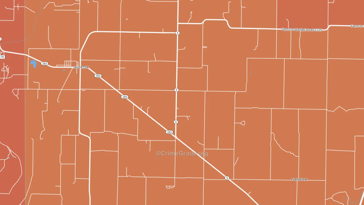 Sagerton, TX Map of Vandalism Rates