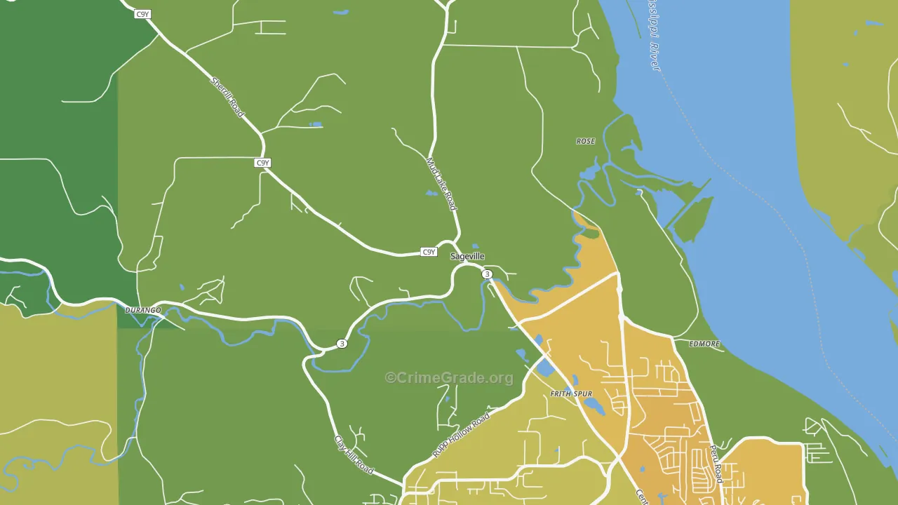 Sageville, IA Map of Vandalism Rates