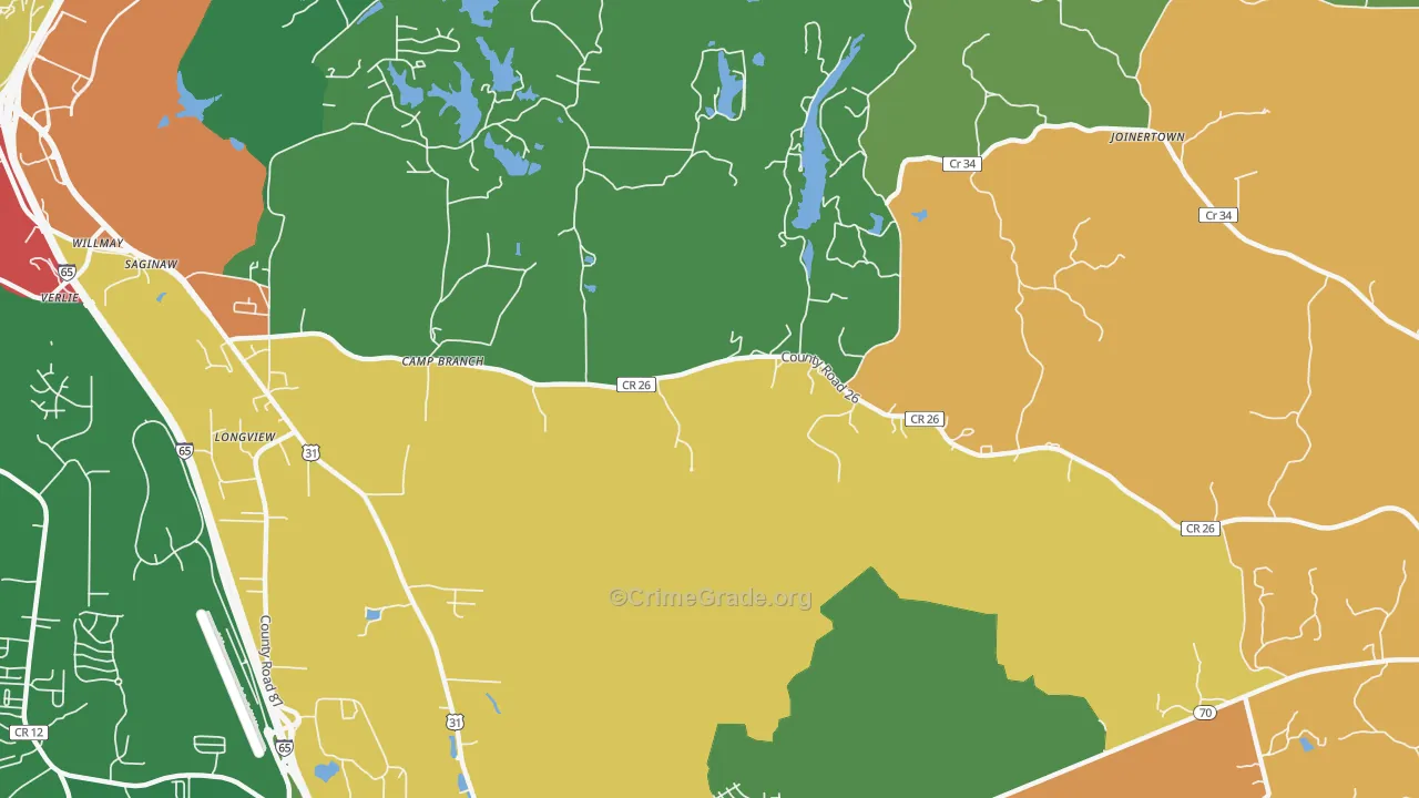 Saginaw, AL Map of Vandalism Rates