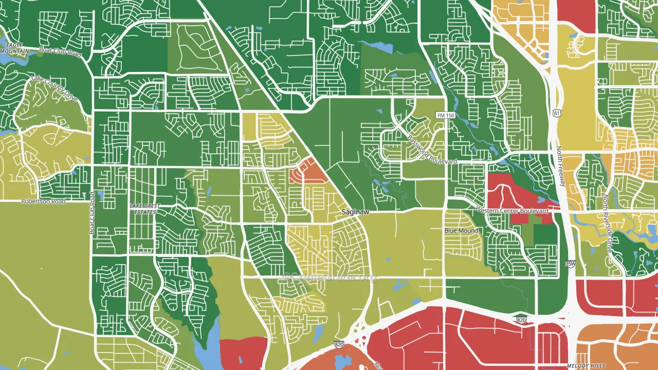 Saginaw, TX Map of Vandalism Rates