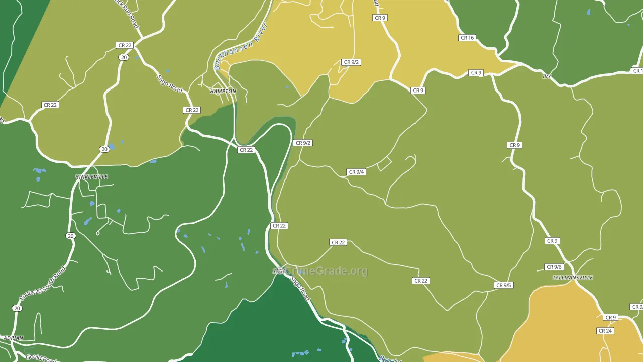 Sago, WV Map of Vandalism Rates