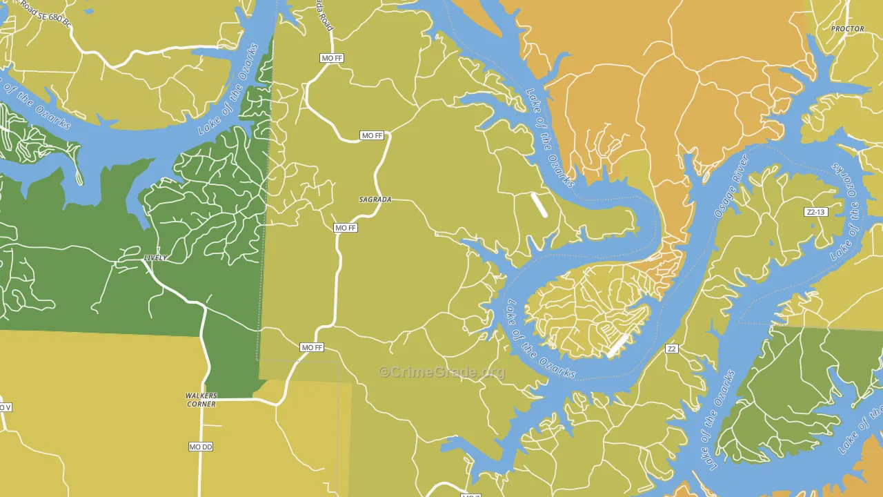 Sagrada, MO Map of Vandalism Rates