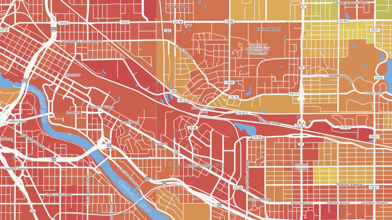 Saint Anthony, St. Paul, MN Map of Vandalism Rates