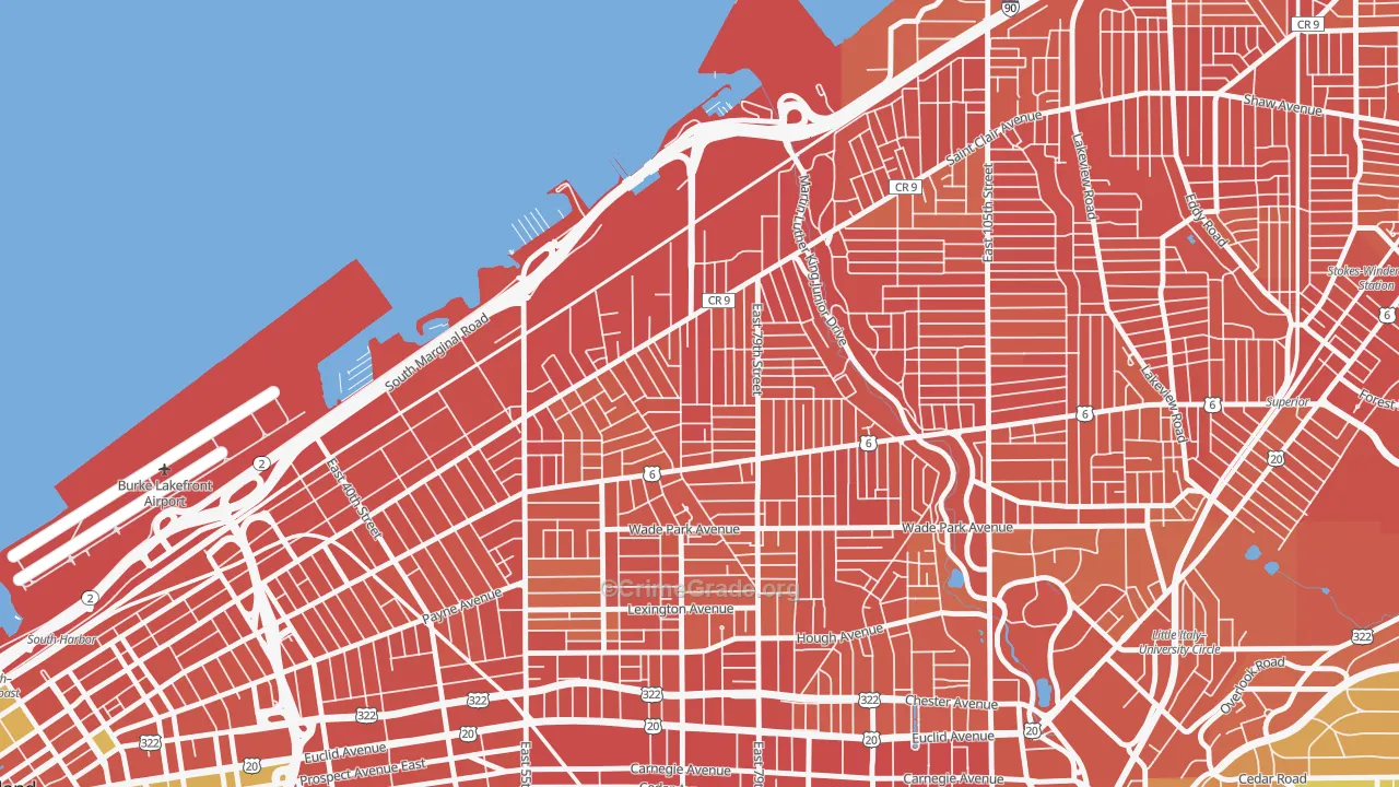Saint Claire-Superior, Cleveland, OH Map of Vandalism Rates