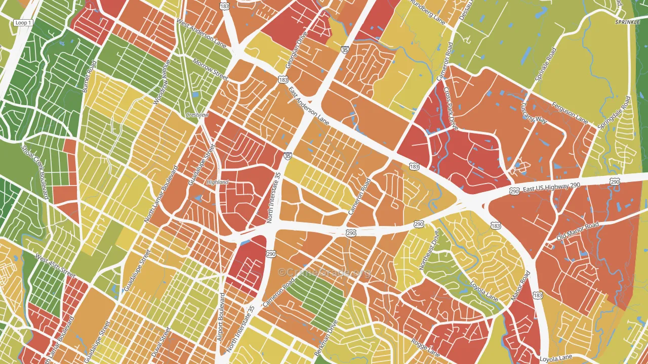 Saint Johns, Austin, TX Map of Vandalism Rates