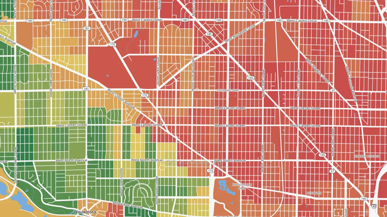 Saint Joseph, Milwaukee, WI Map of Vandalism Rates