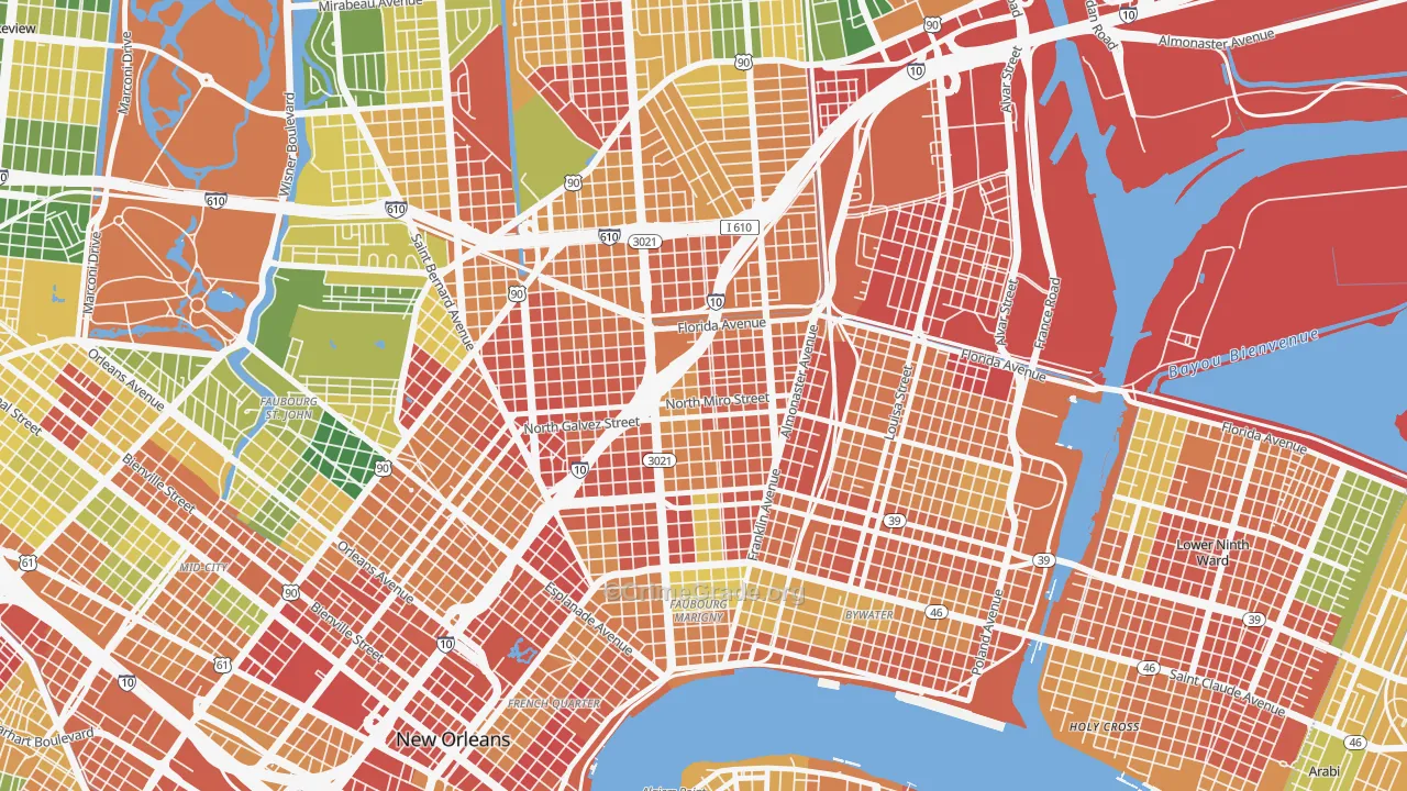 Saint Roch, New Orleans, LA Map of Vandalism Rates