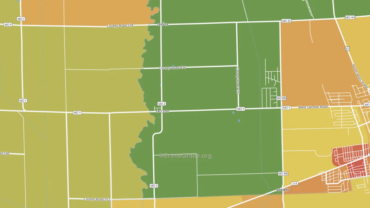 Salcedo, MO Map of Vandalism Rates