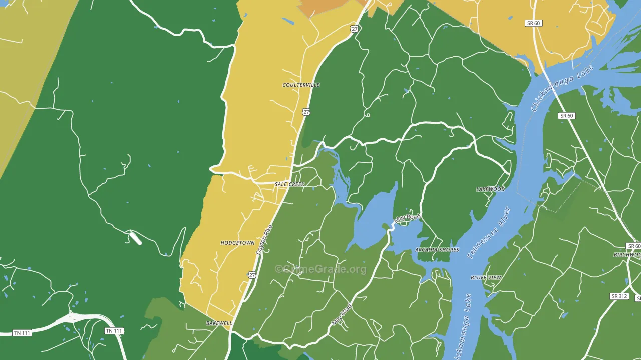 Sale Creek, TN Map of Vandalism Rates