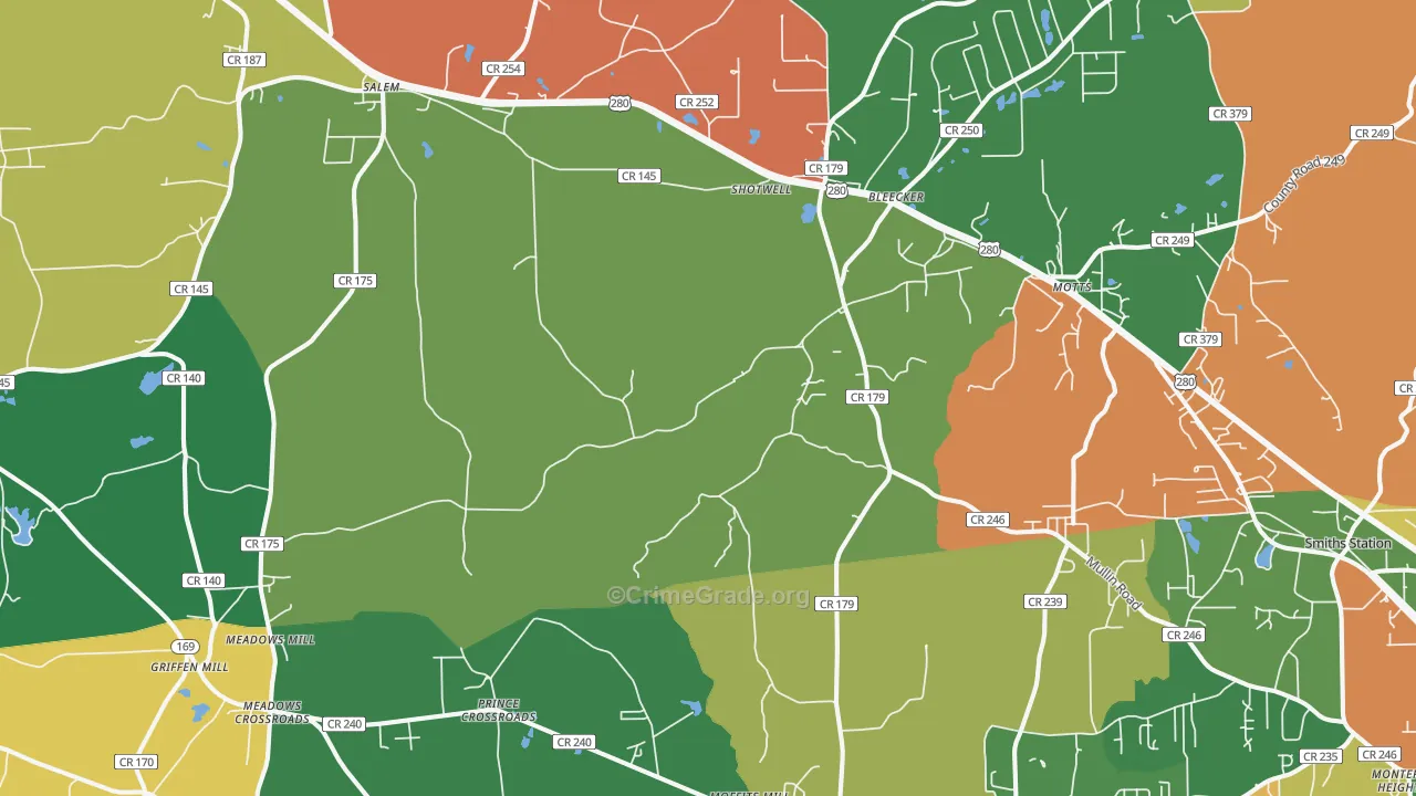 Salem, AL Map of Vandalism Rates