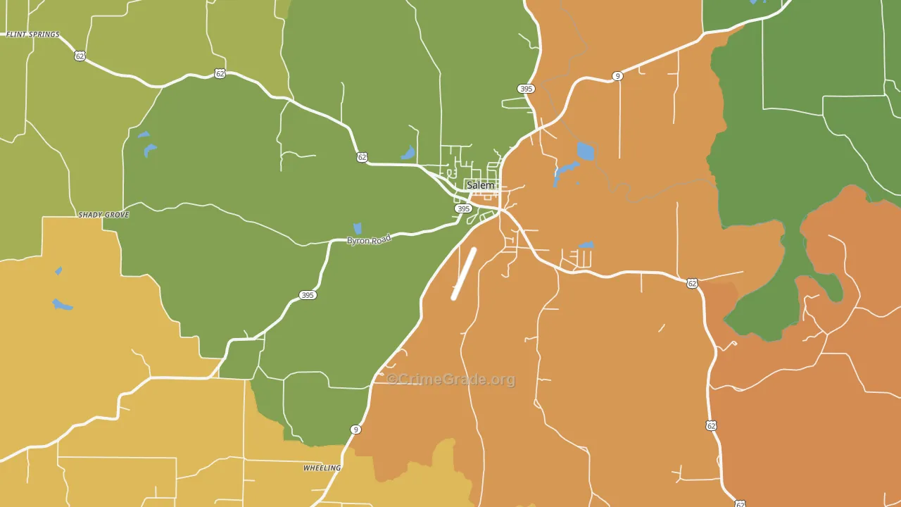 Salem, AR Map of Vandalism Rates