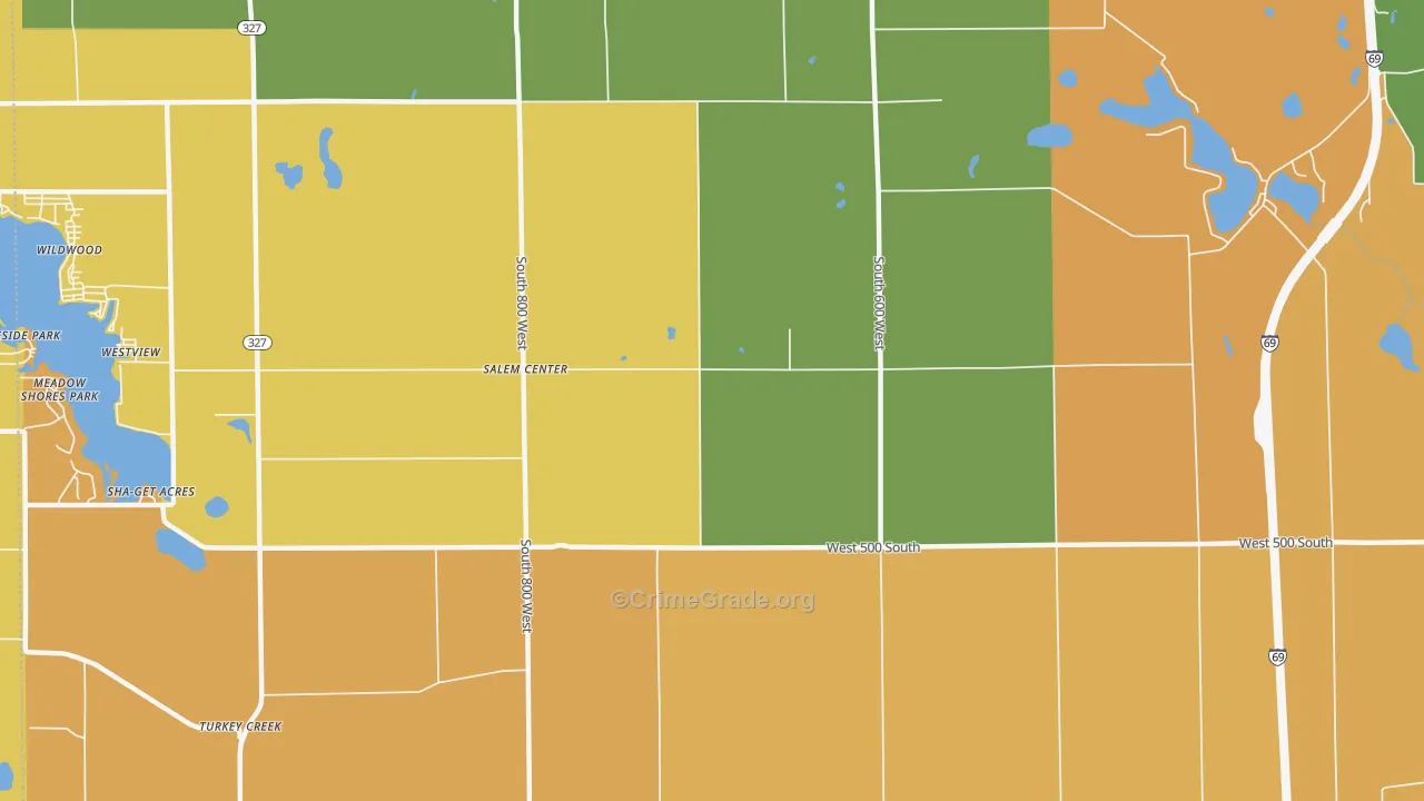 Salem Center, IN Map of Vandalism Rates