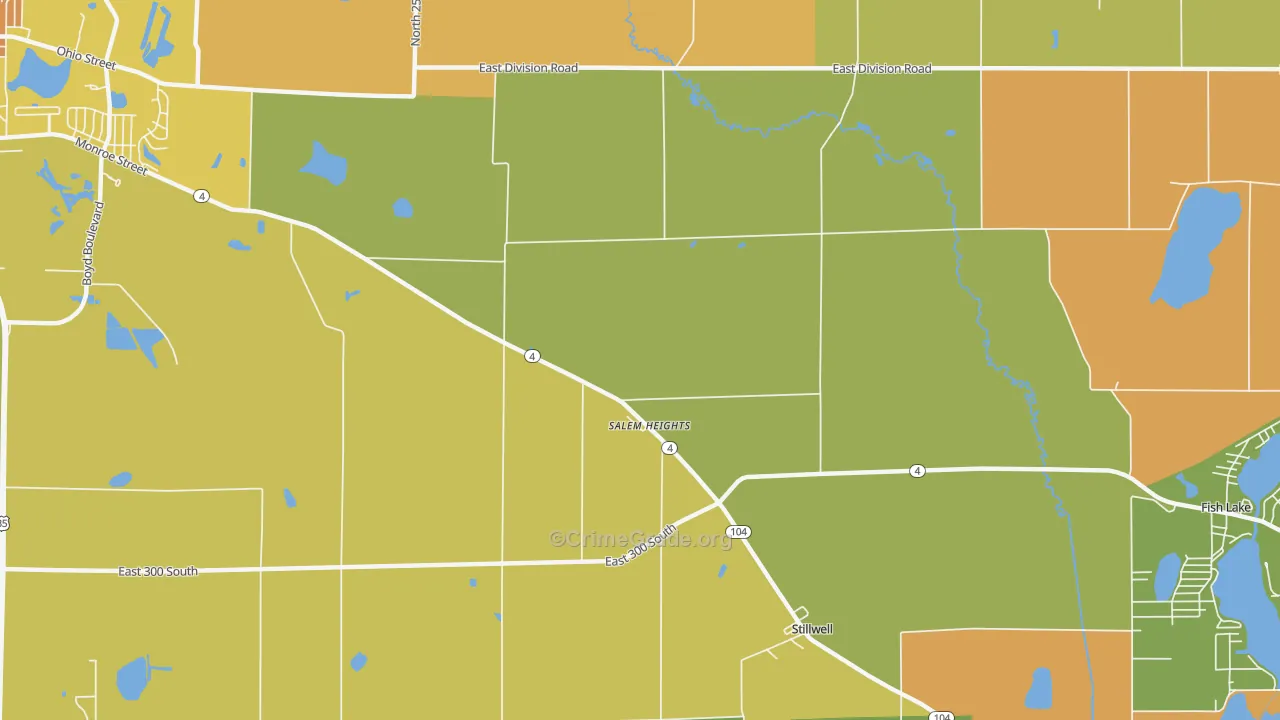 Salem Heights, IN Map of Vandalism Rates