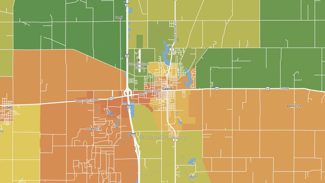 Salem, IL Map of Vandalism Rates