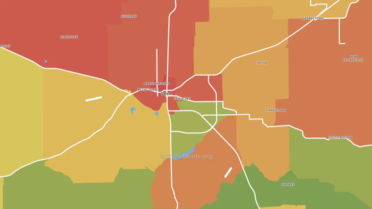 Salem, IN Map of Vandalism Rates