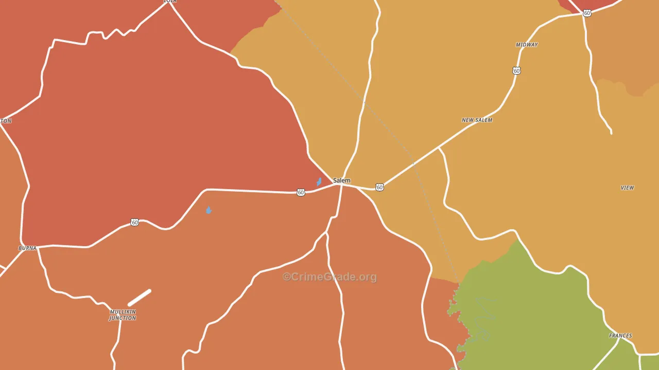 Salem, KY Map of Vandalism Rates