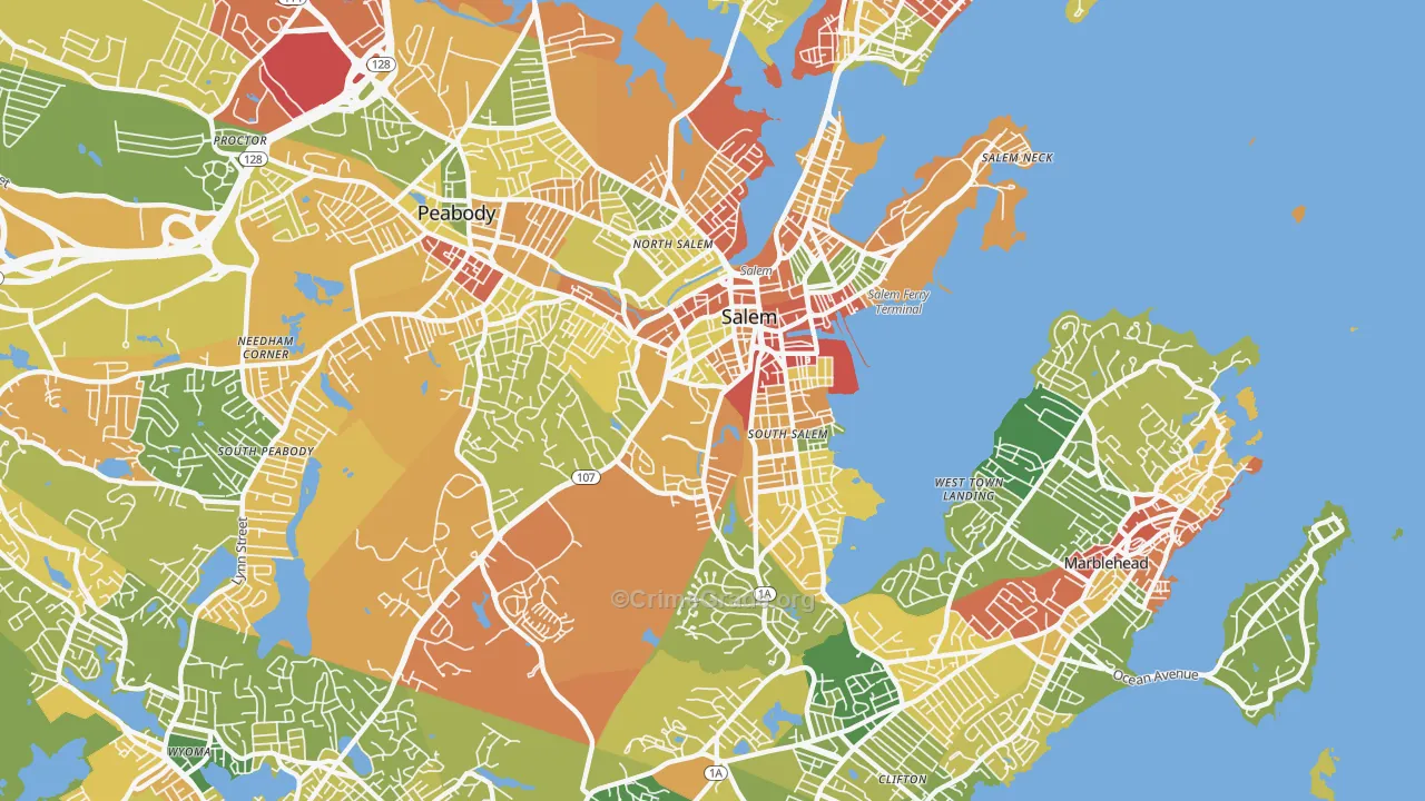 Salem, MA Map of Vandalism Rates