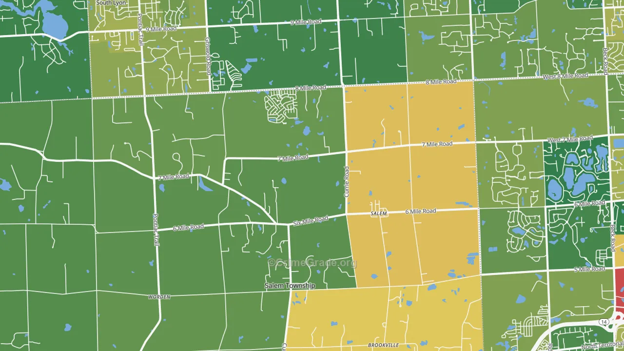 Salem, MI Map of Vandalism Rates