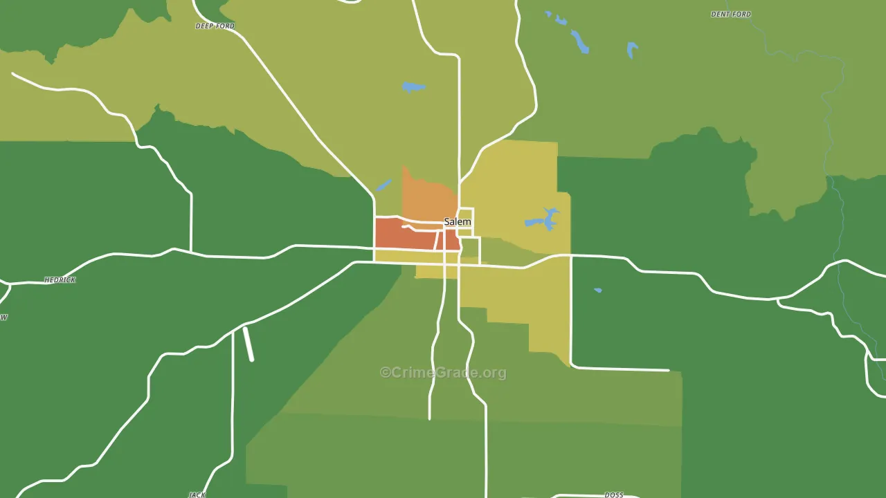 Salem, MO Map of Vandalism Rates
