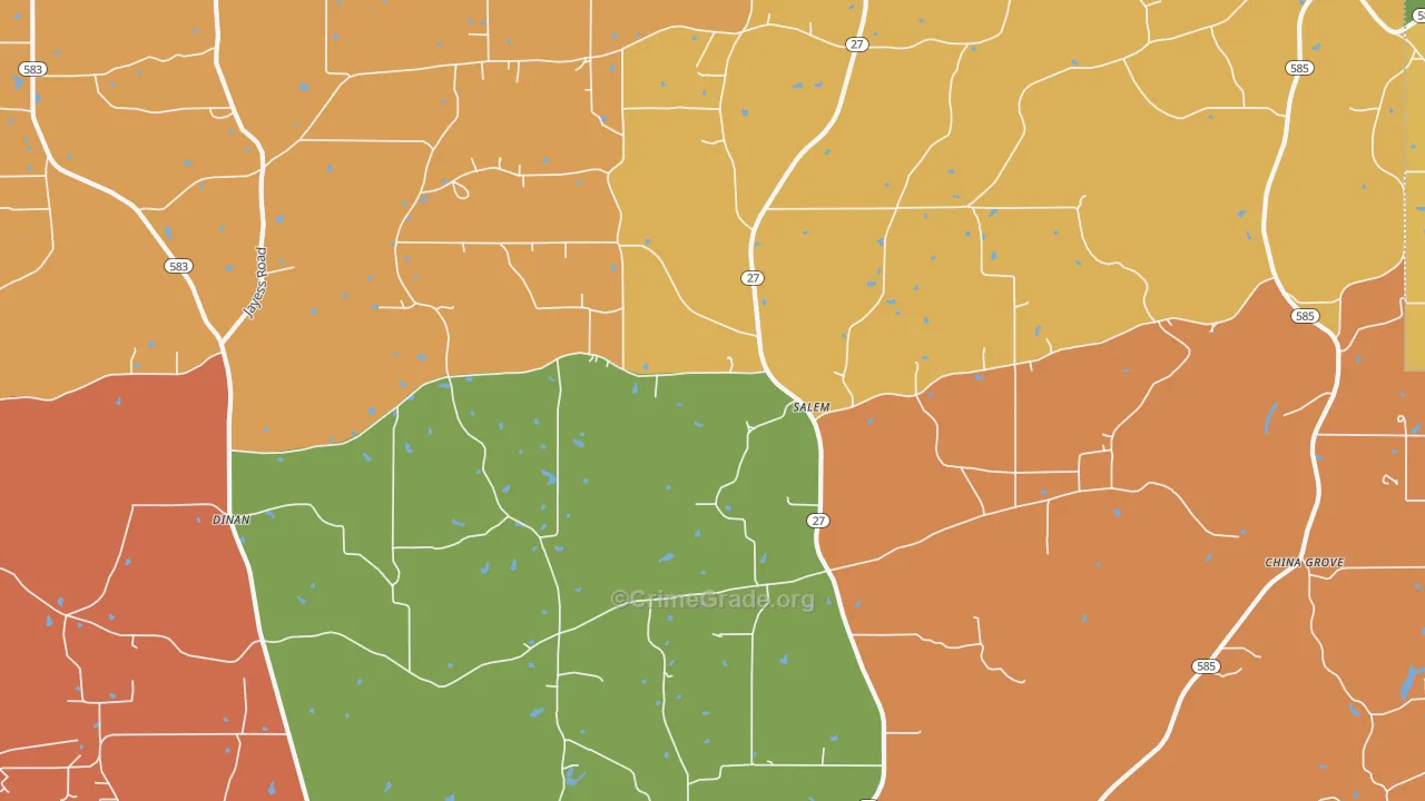 Salem, MS Map of Vandalism Rates