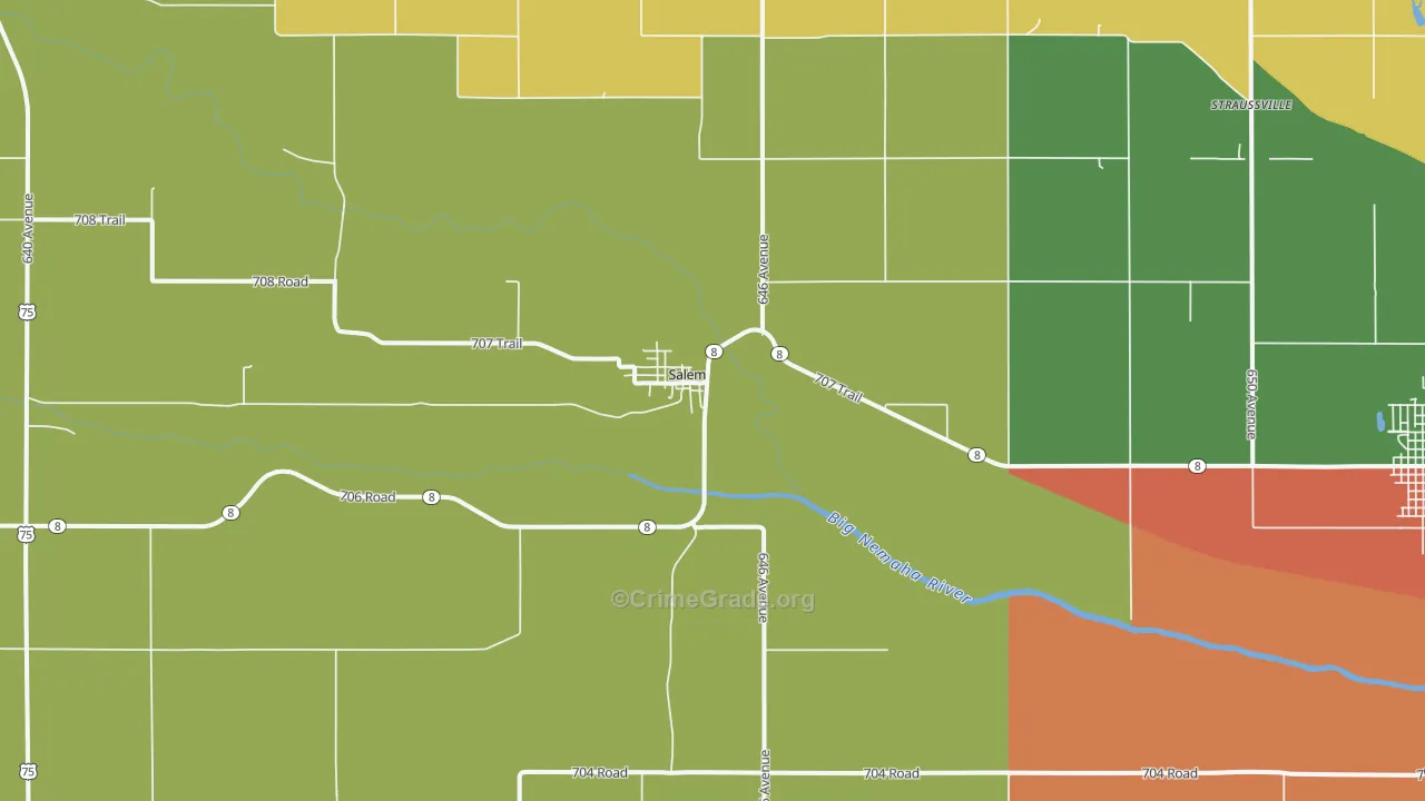 Salem, NE Map of Vandalism Rates