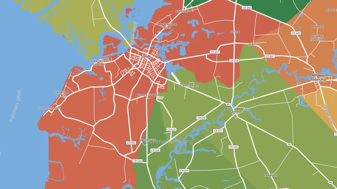 Salem, NJ Map of Vandalism Rates