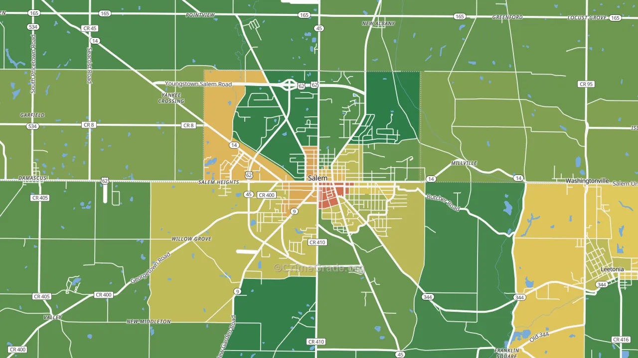 Salem, OH Map of Vandalism Rates