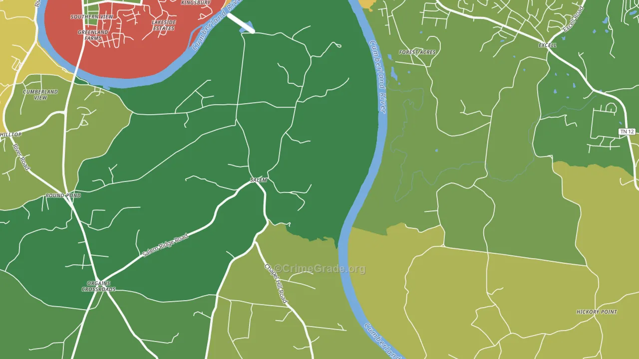 Salem, TN Map of Vandalism Rates