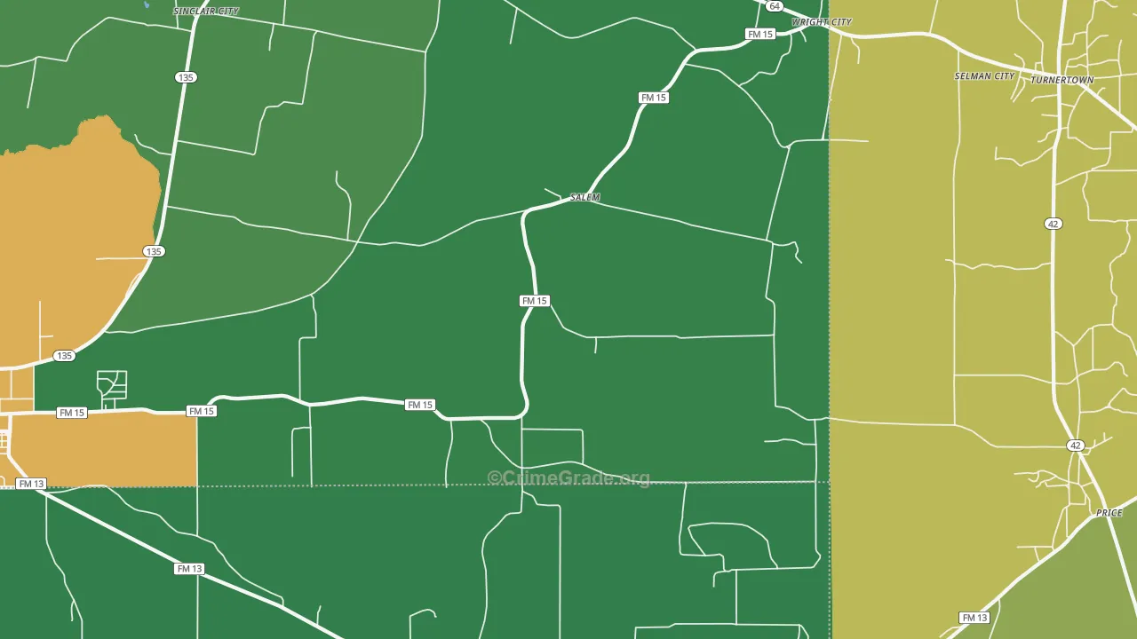 Salem, TX Map of Vandalism Rates