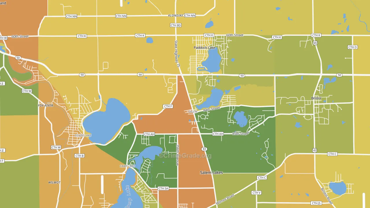 Salem, WI Map of Vandalism Rates