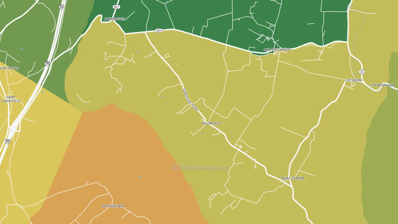Salemville, PA Map of Vandalism Rates
